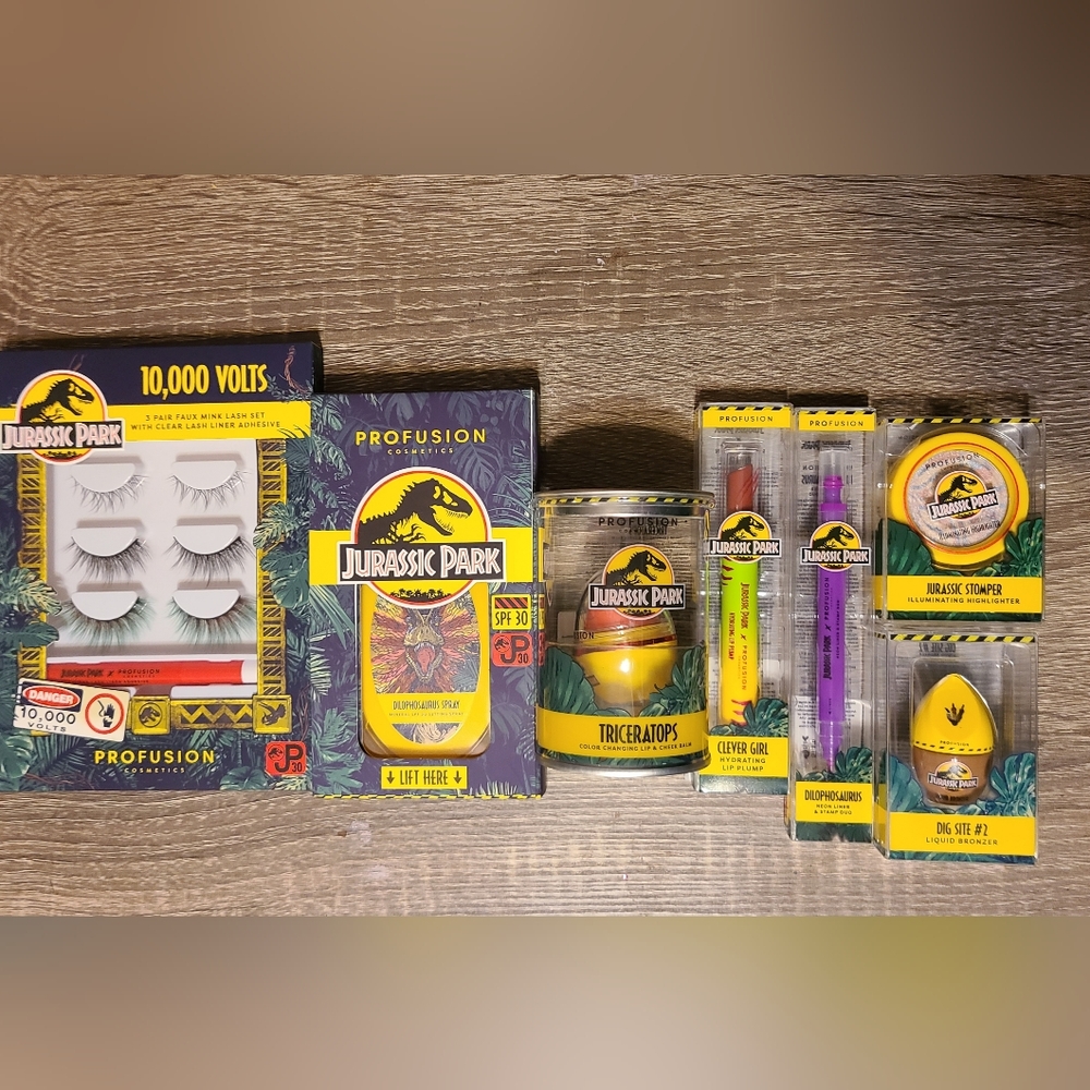 Limited profusion makeup lot celebrating Jurassic parks 30th.